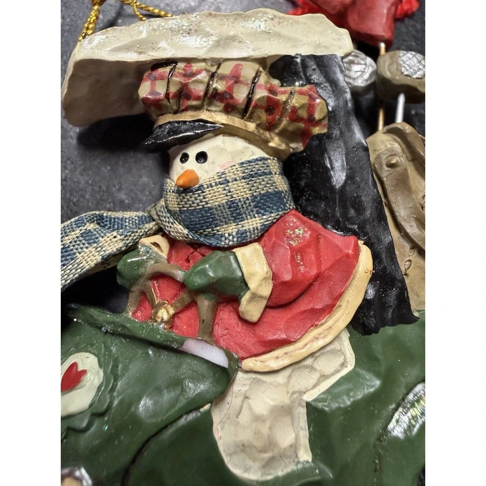 Vintage Kurt S Adler Santa's World Snowman Car Christmas Ornament 4